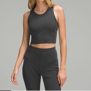 lululemon Ribbed Softstreme Cropped Tank Top in heathered black
